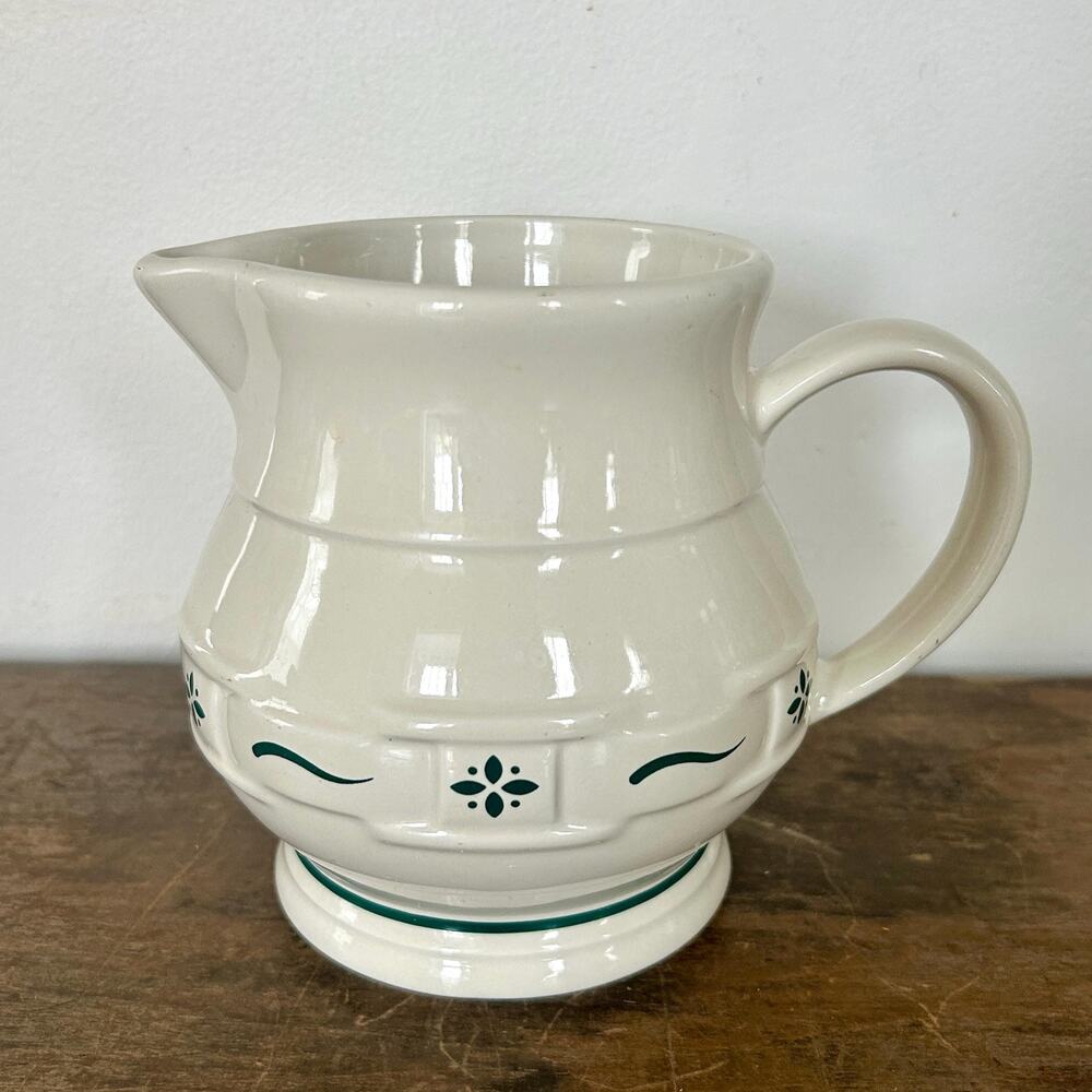 Vintage Longaberger Heritage Green Juice Pitcher | Woven Traditions Pottery Jug